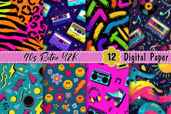 Download 90s Retro Y2K Digital Paper - Premium Bundle