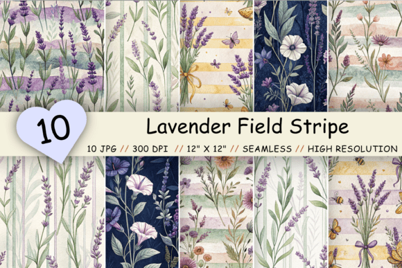 Download Lavender Field Stripe Digital Paper - Premium Resources