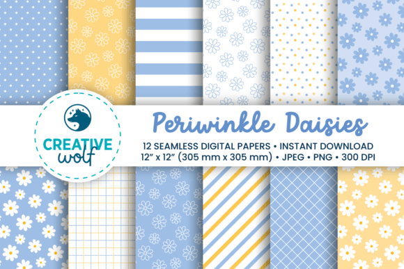 Download Periwinkle Daisies Digital Paper Set - Premium Resources