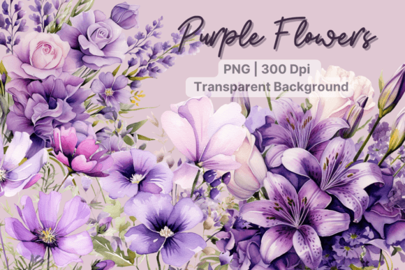 Download Purple Flowers Watercolor Flower Clipart - Flowers watercolor Collection