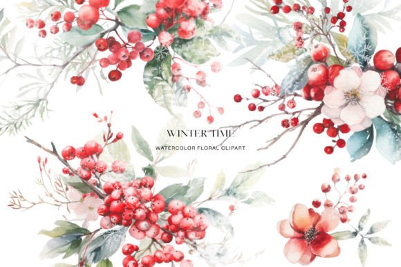 Download Winter Berry Clipart Christmas Watercolo - Berry clipart Collection