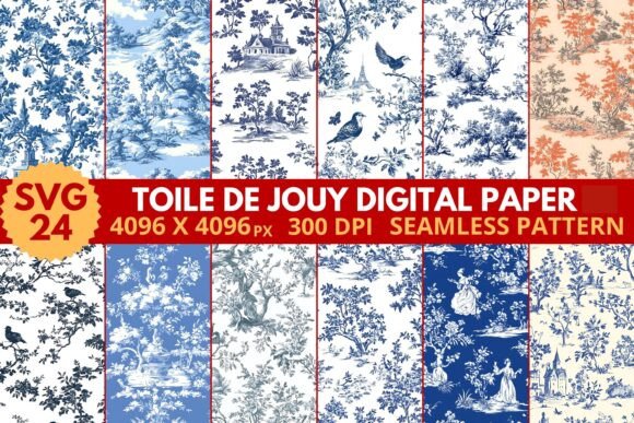 Download Toile De Jouy Digital Paper - Premium Resources