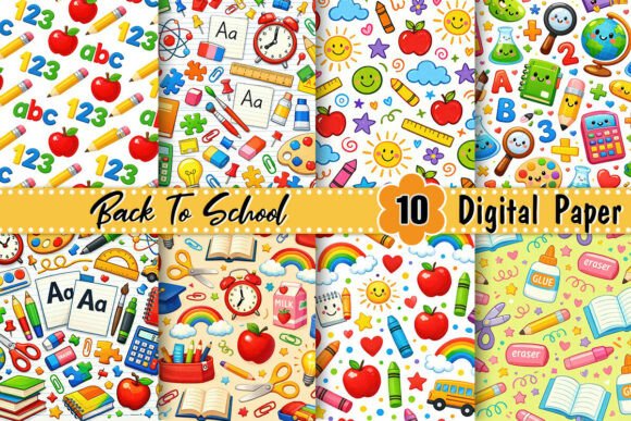 Download Cute Back to School Digital Paper - Premium Bundle